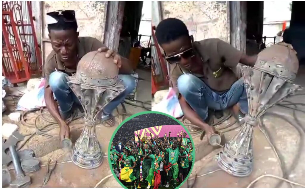 Senegalese fans taunt Morocco by offering a welded consolation trophy amid CAF’s ruling