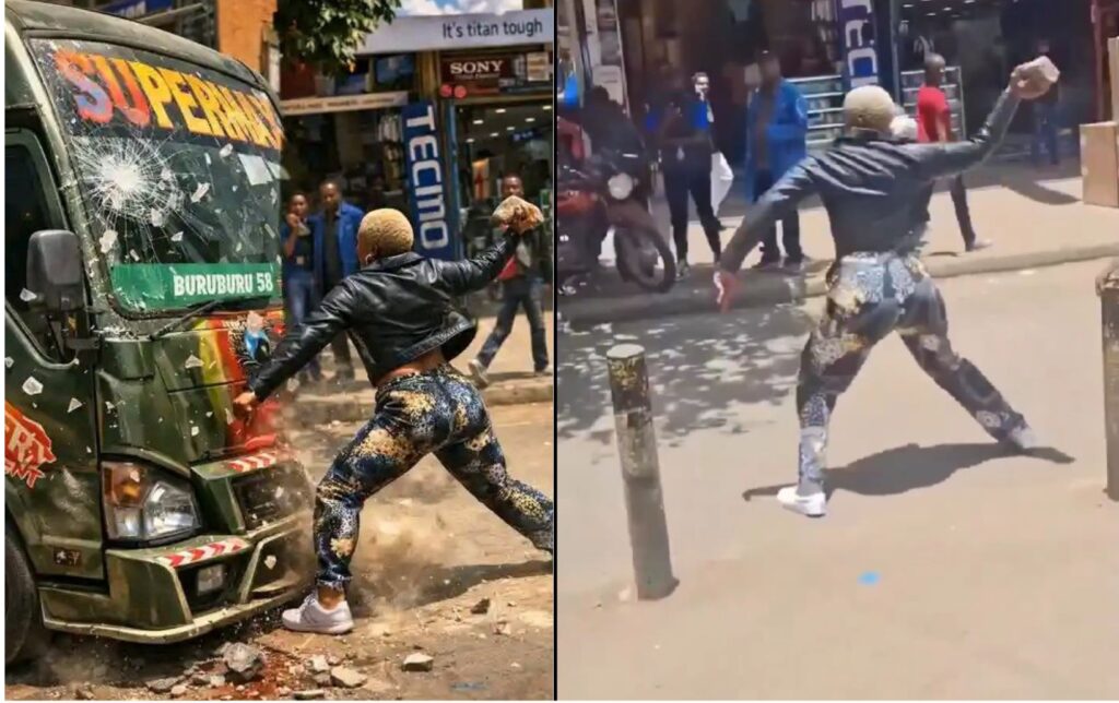 Enraged female passenger stones matatu windscreen after alleged KSh1,000 change dispute