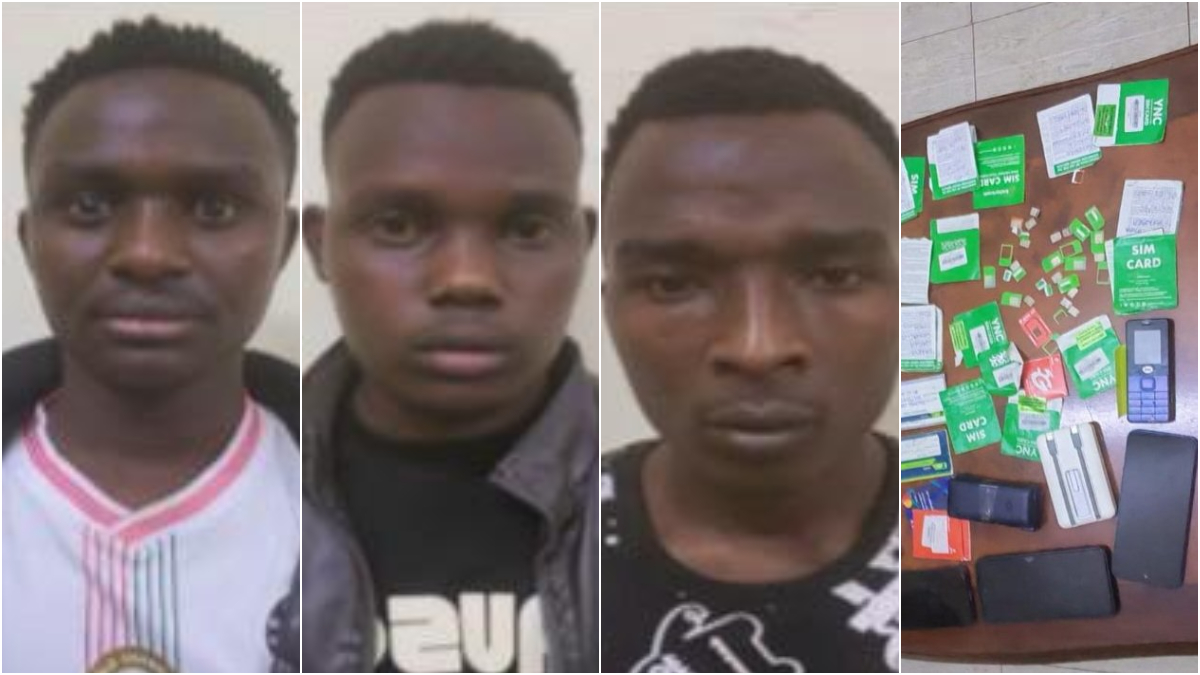 Three notorious SIM swap fraudsters arrested in Meru; 8 mobile phones, 39 SIM cards, 42 SIM card plates recovered