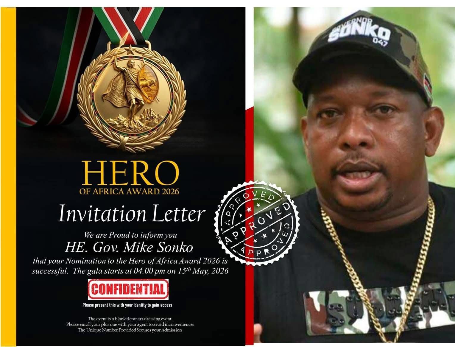 Mike Sonko honoured as ‘Hero of Africa’ for humanitarian work