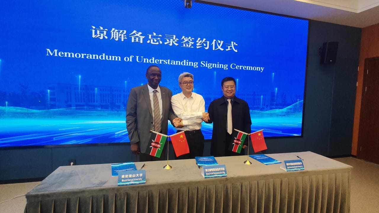 Mount Kenya University signs landmark trilateral cooperation agreement with Zhejiang Post and Telecommunication College and Xinyada
