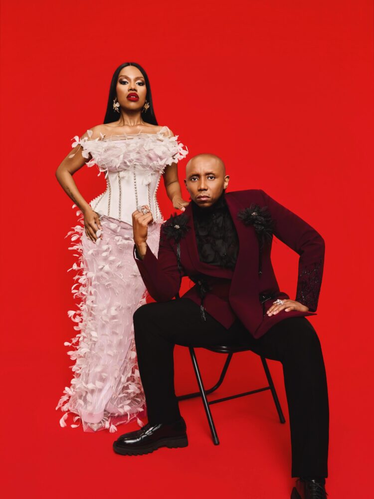 Jonasi Gomora (Sdumo Mtshali) with wife Joyce Gomora (Gugu Gumede) as played in the Netflix's fire series 'The Polygamist'. Photo: Facebook