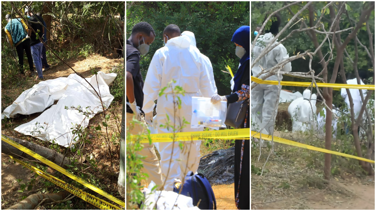 Four male bodies exhumed from shallow graves discovered near Mwingi Town