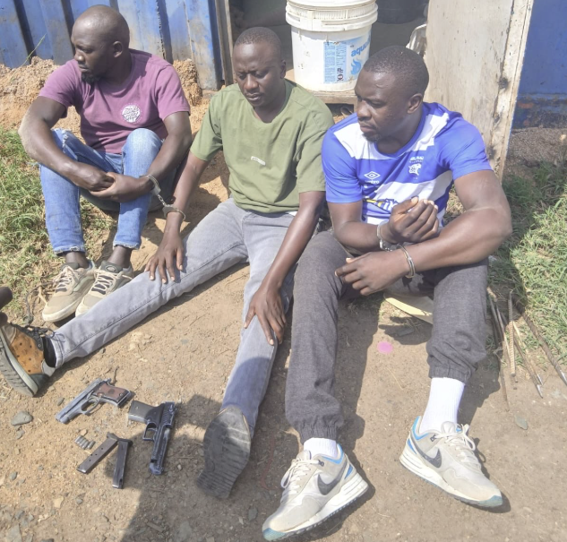 Three suspected gangsters arrested as police recover 2 pistols and 5 bullets