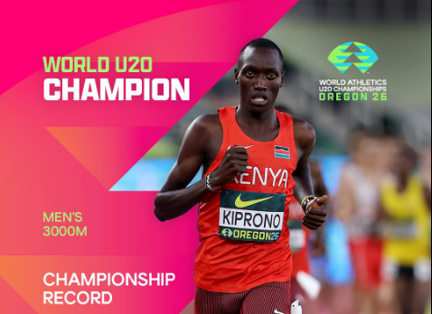 Emmanuel Kiprono smashes record to win Kenya gold at U20 World Championship in Oregon