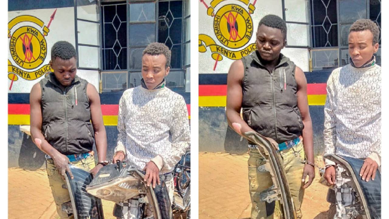 Two arrested as police recover stolen Toyota Harrier parts along Kangundo Road