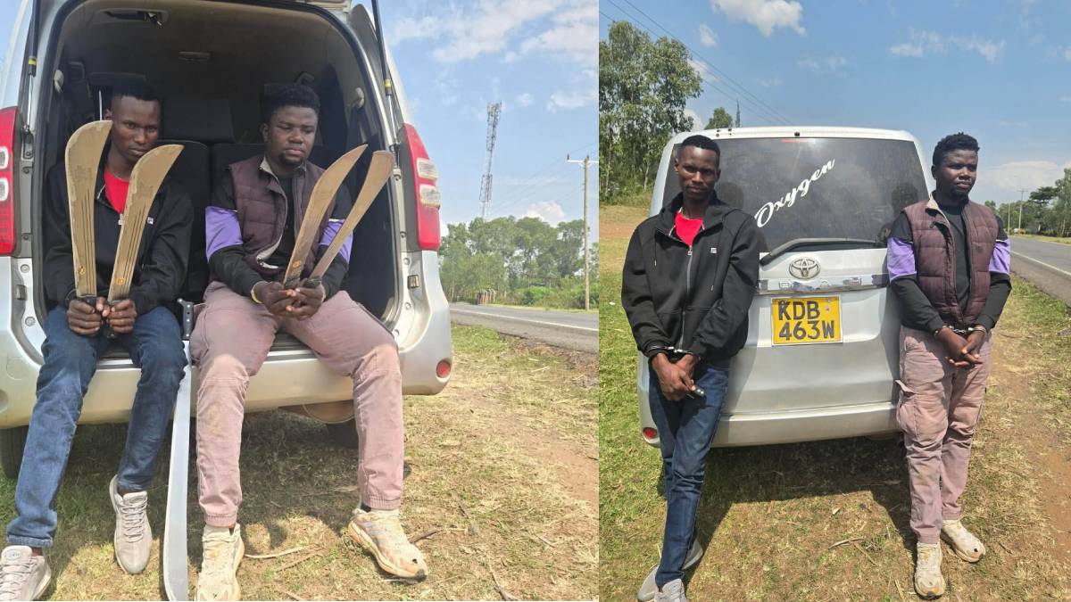 Two gangsters arrested, five pangas recovered as police foil a criminal plot in Migori