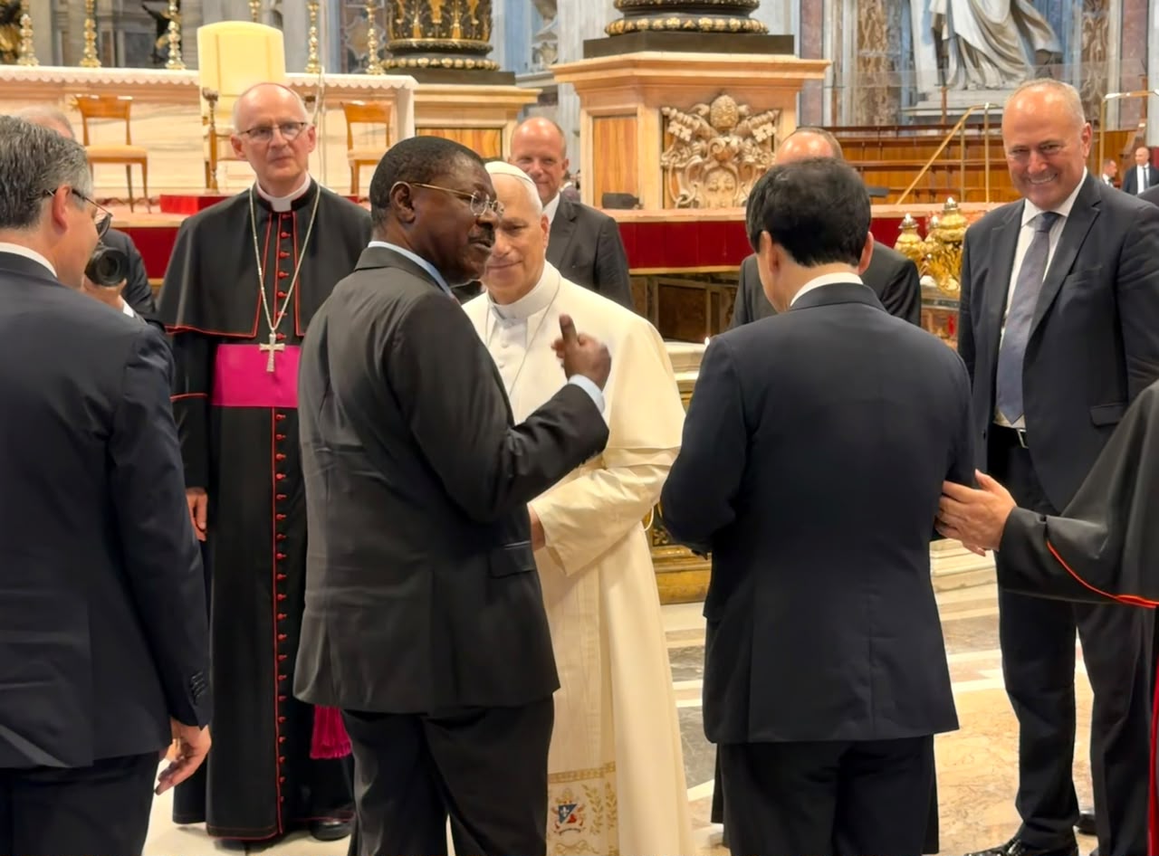Wetangula shakes hands with Pope Leo during Papal Audience at the Vatican