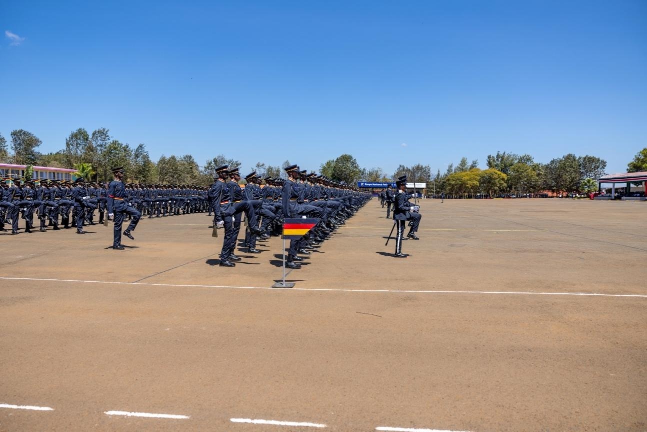 The recruits demonstrate precision during the drill, reflecting the discipline, teamwork and obedience to lawful command instilled throughout their nine-month training.