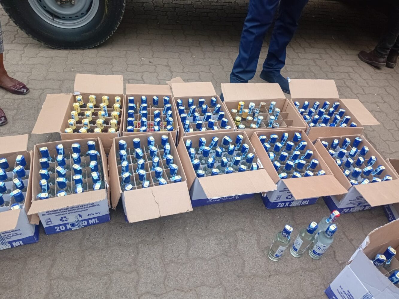 One arrested, over 240 bottles of counterfeit alcohol and fake KRA stamps seized as NACADA storms Mukuru Kwa Njenga