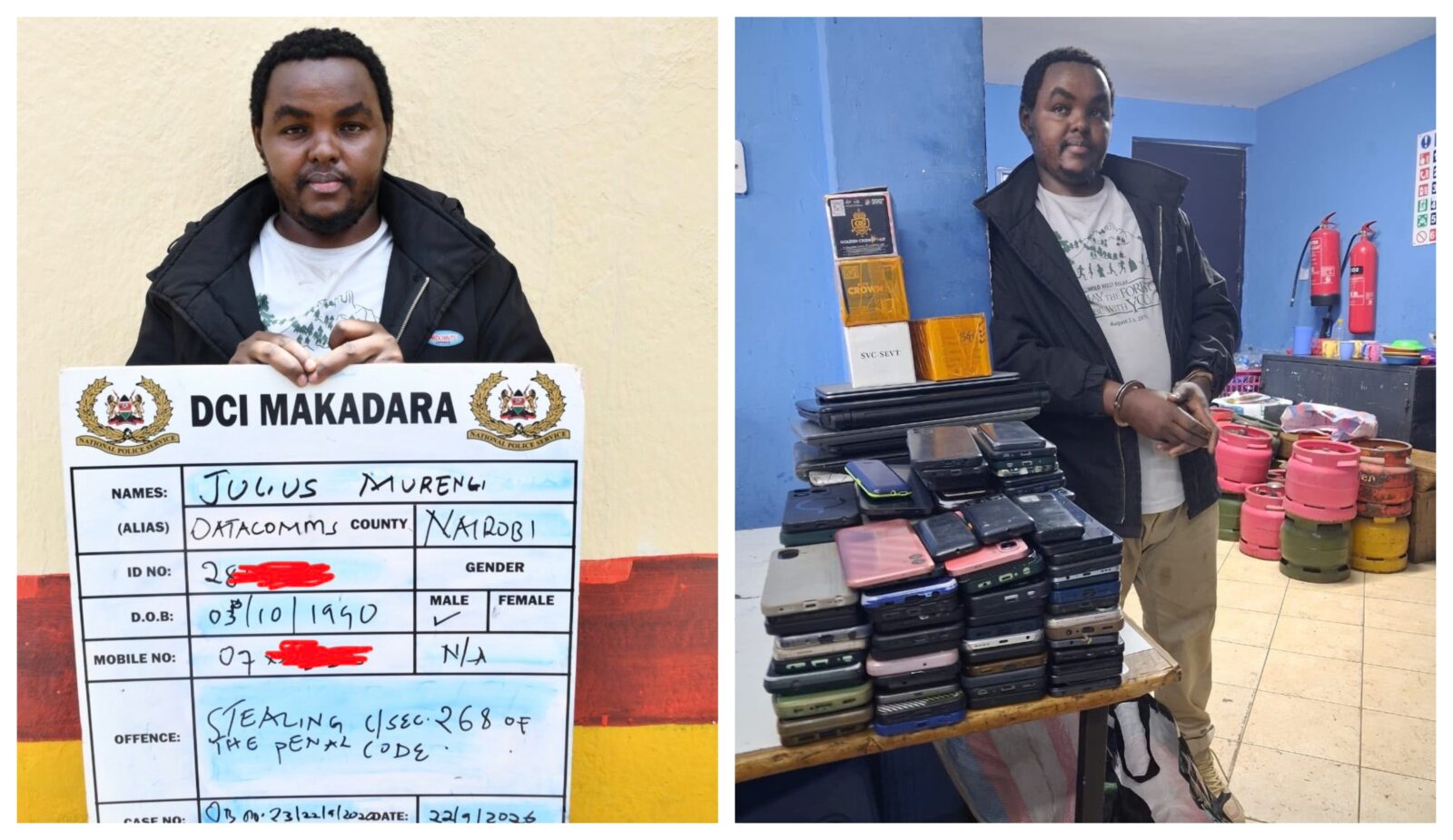 Police recover 120 smartphones, 10 laptops and 18 gas cylinders in Makadara raid