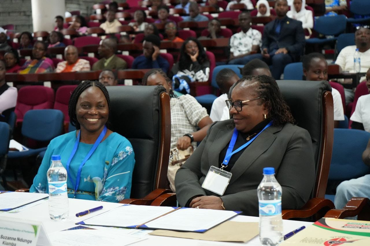Prisca Kamungi (left) from UNRCO and Suzanne Kiamba MP (right), sharing a moment during the event