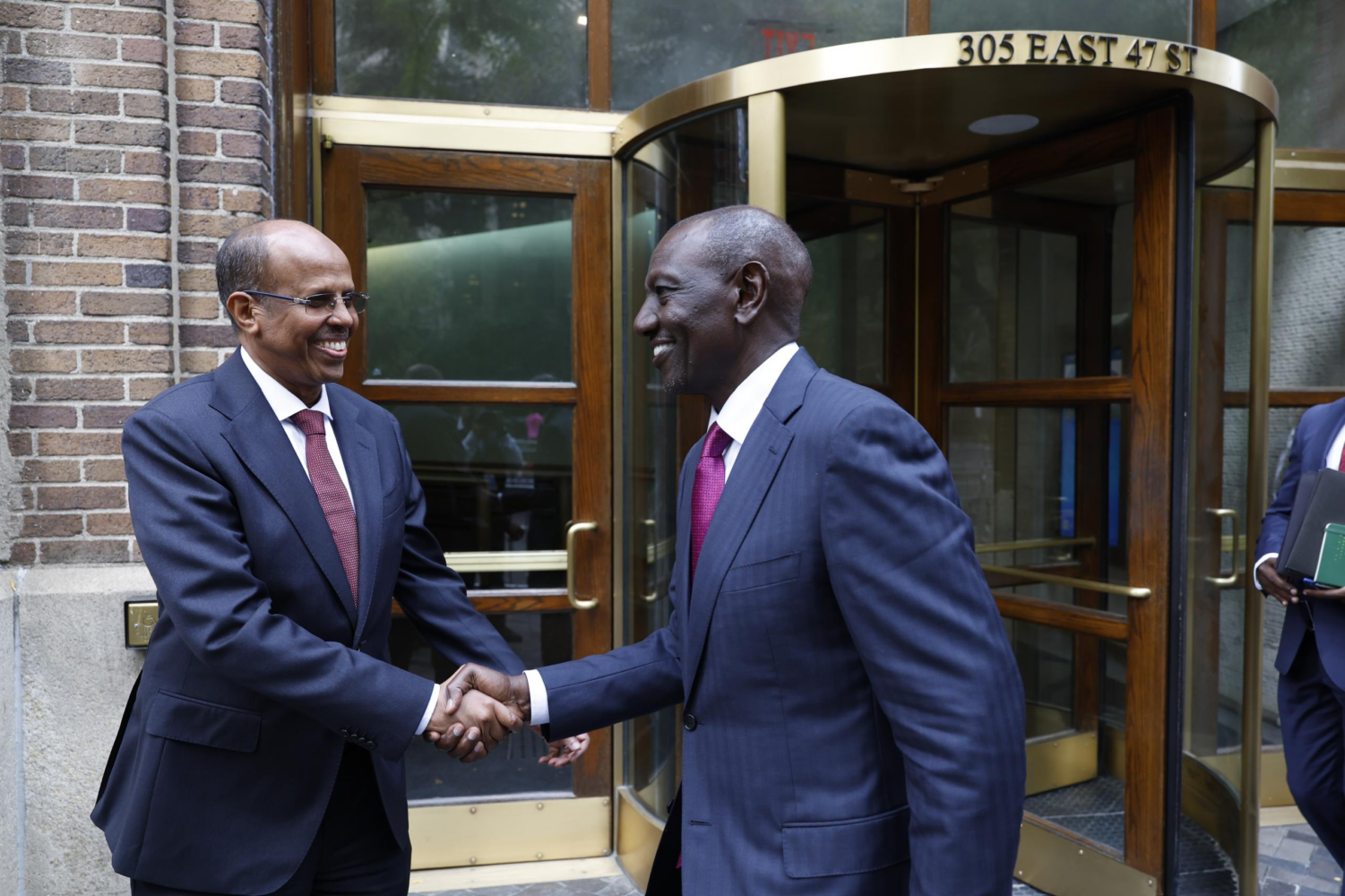 President William Ruto with AUC Mahmoud Ali Youssouf during the meeting of African Heads of State in New York.