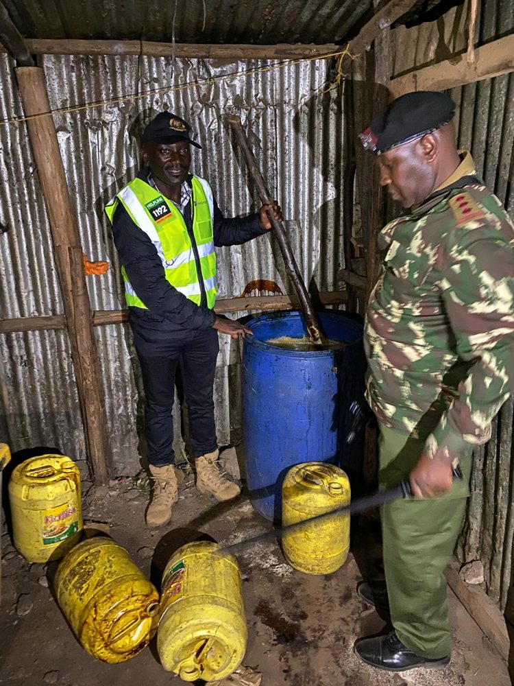 One arrested as NACADA officers destroy over 29,000 litres of Kangara in Kahawa West