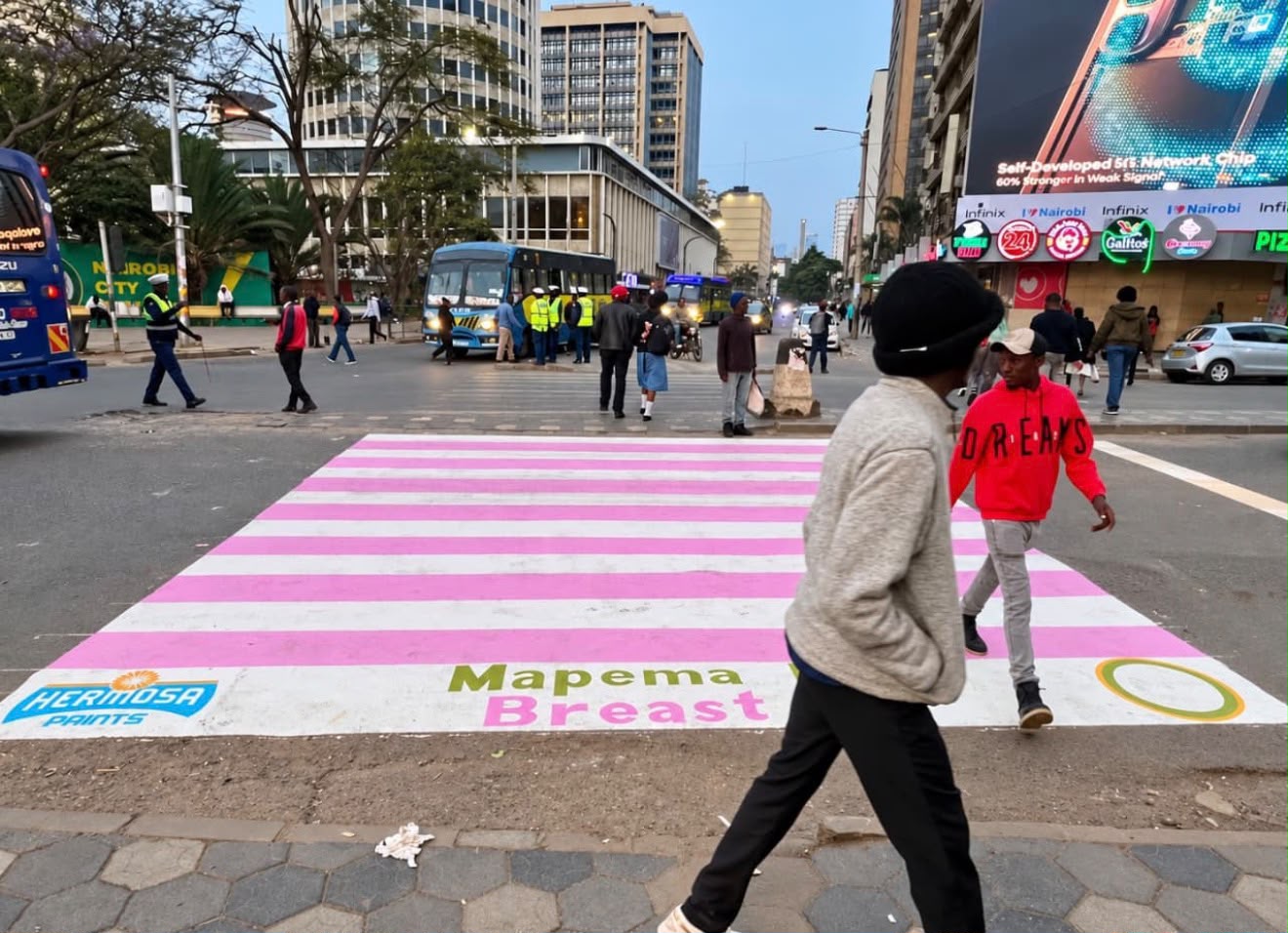 Pink zebra crossings bring breast cancer awareness to Nairobians