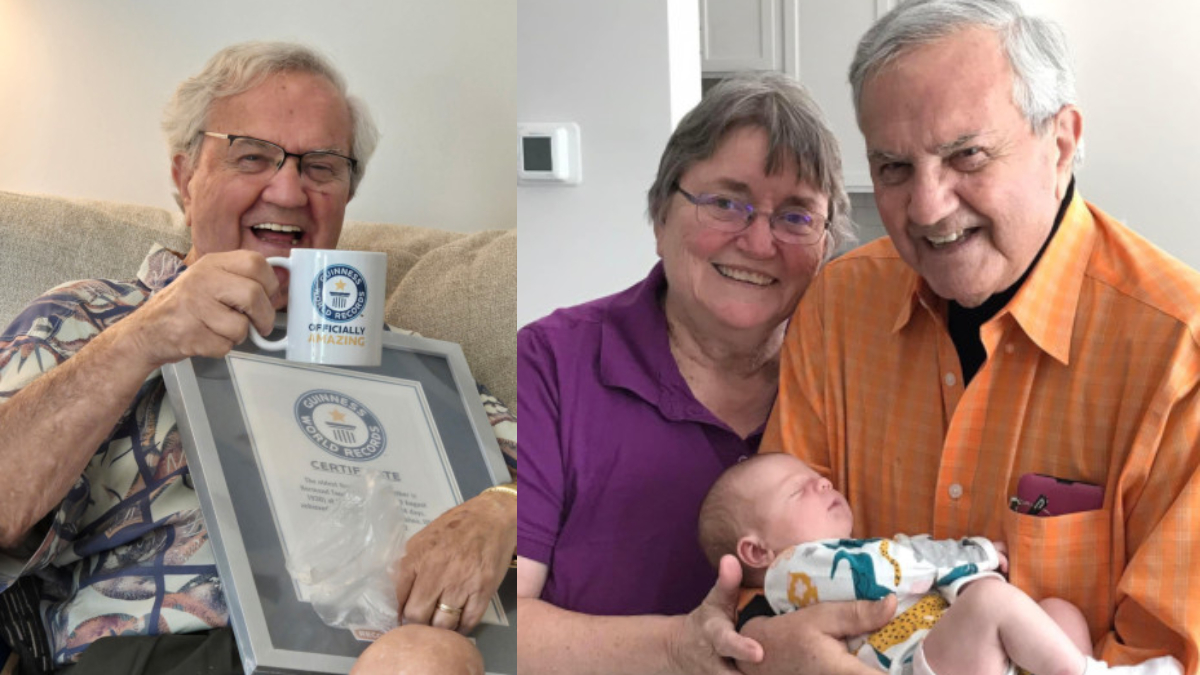 96-year-old man over the moon after becoming the oldest first-time grandfather