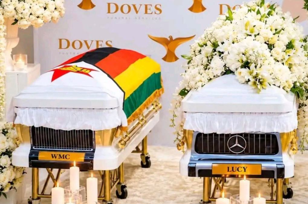 Wicknell Chivayo, wife Lucy Muteke’s luxury car-inspired coffins steal show at their funeral